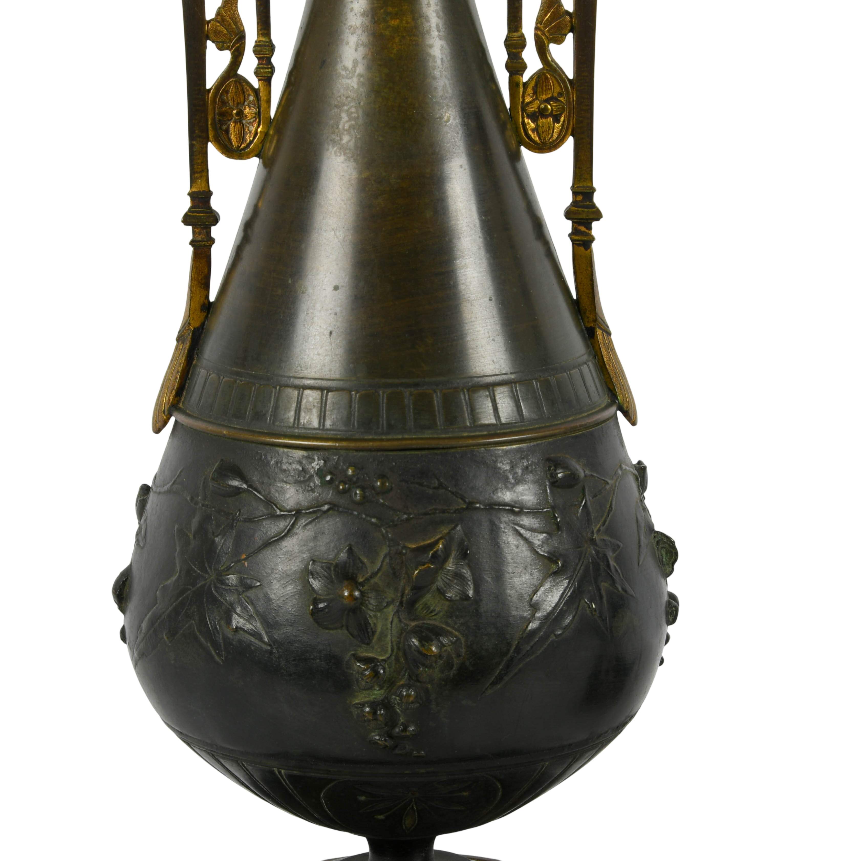 Pair of Bronze Egyptian Revival Table Lamps-4