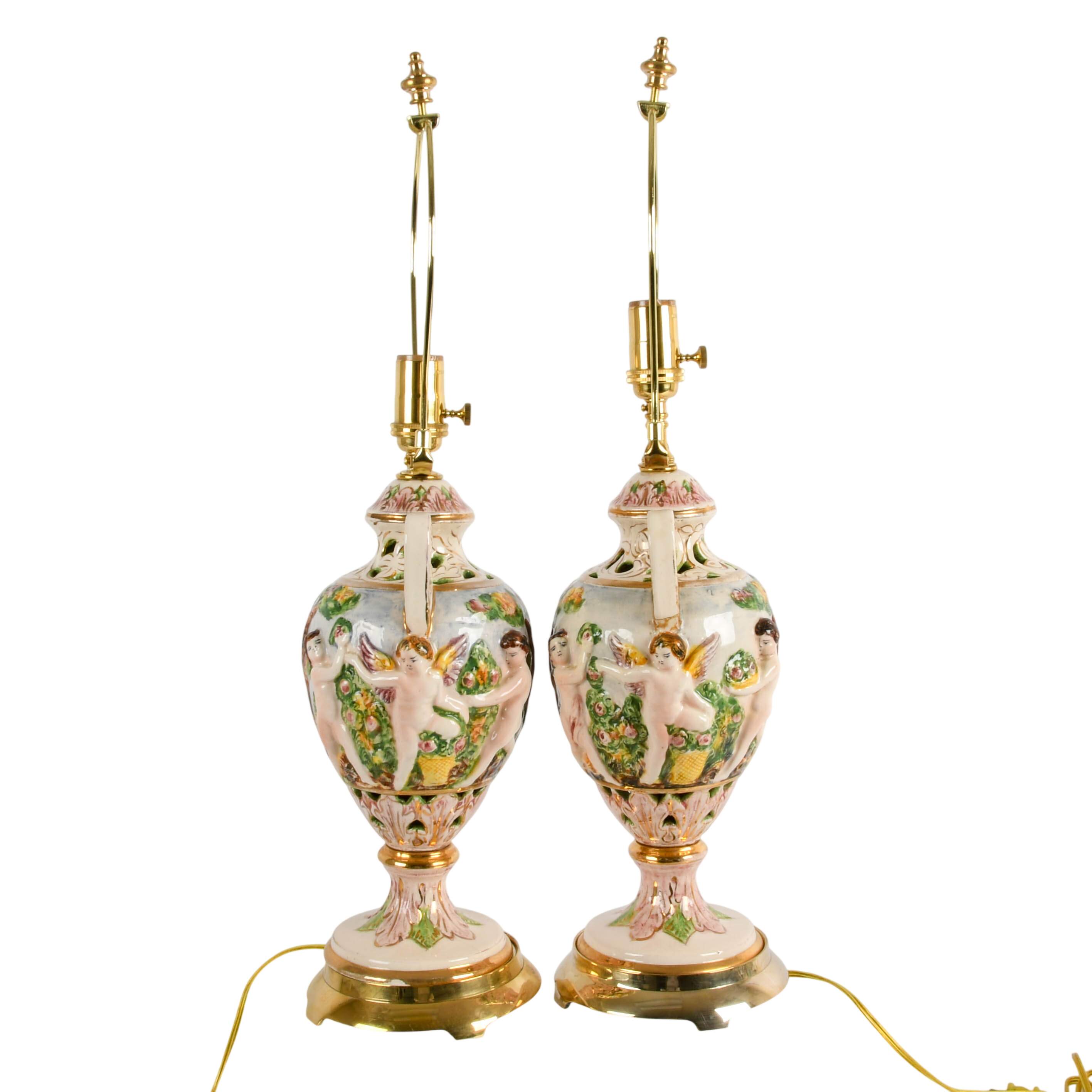 Pair of Porcelain Capodimonte Table Lamps-3
