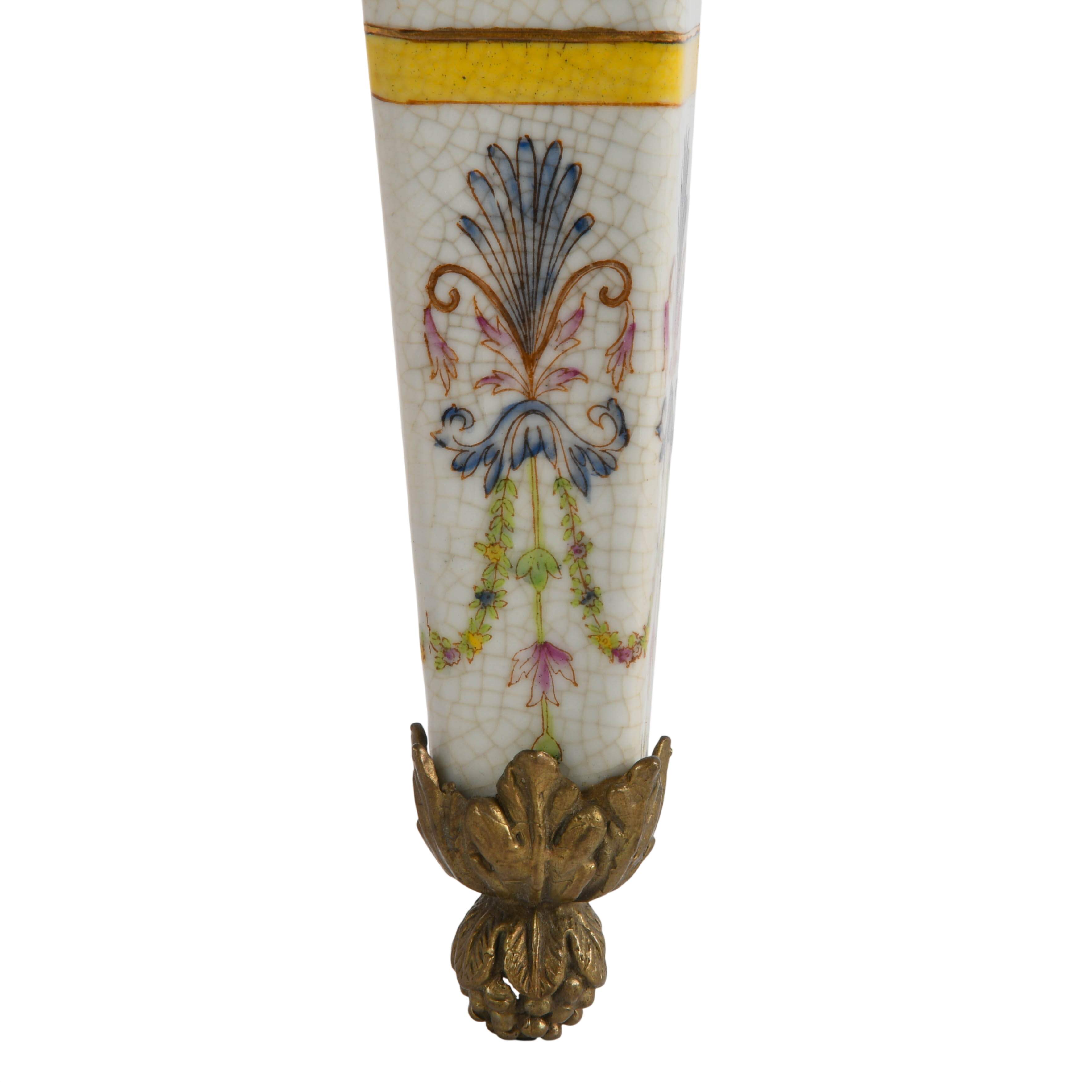 Matched Pair of Porcelain and Gilt Castilian Bird Wall Sconces-4