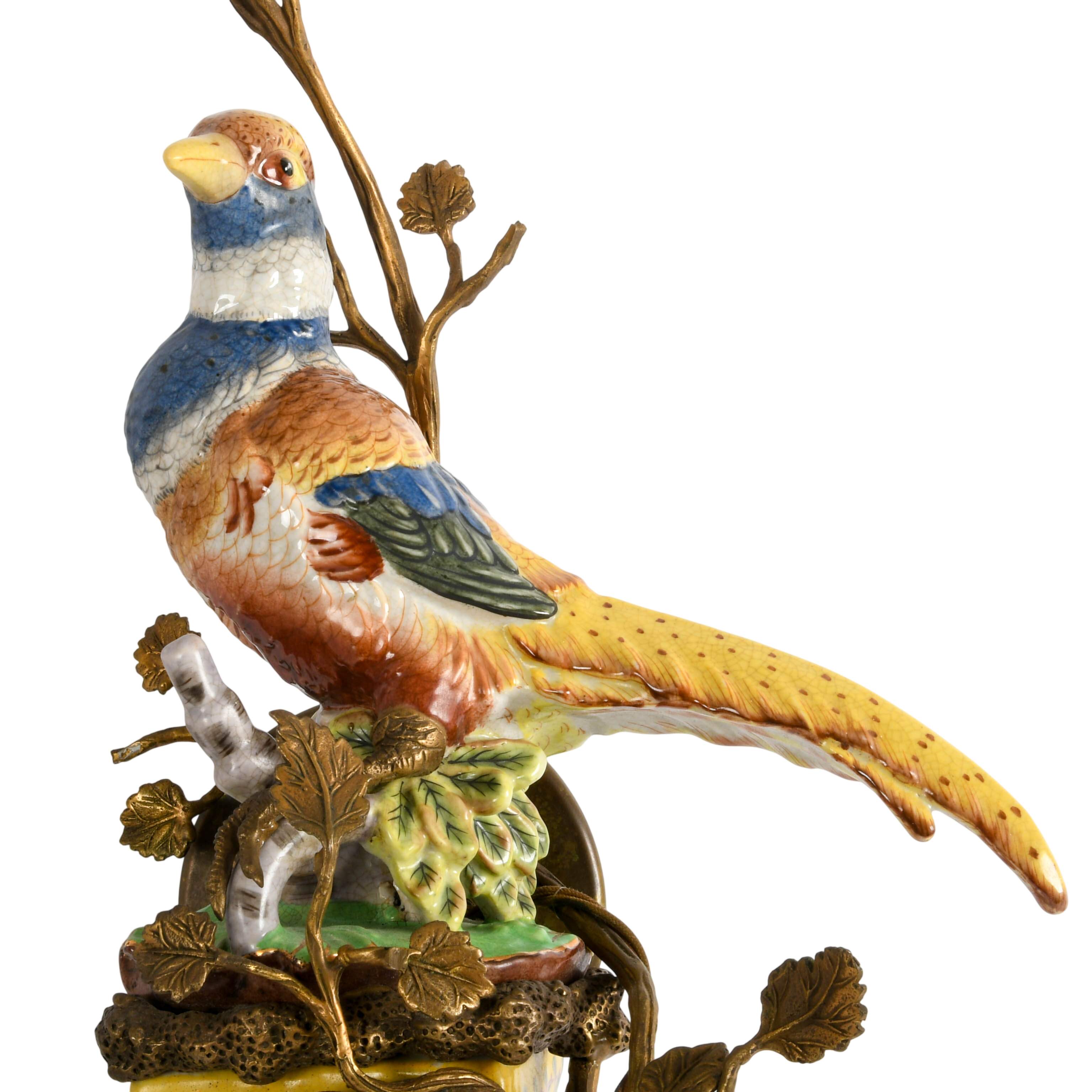 Matched Pair of Porcelain and Gilt Castilian Bird Wall Sconces-3