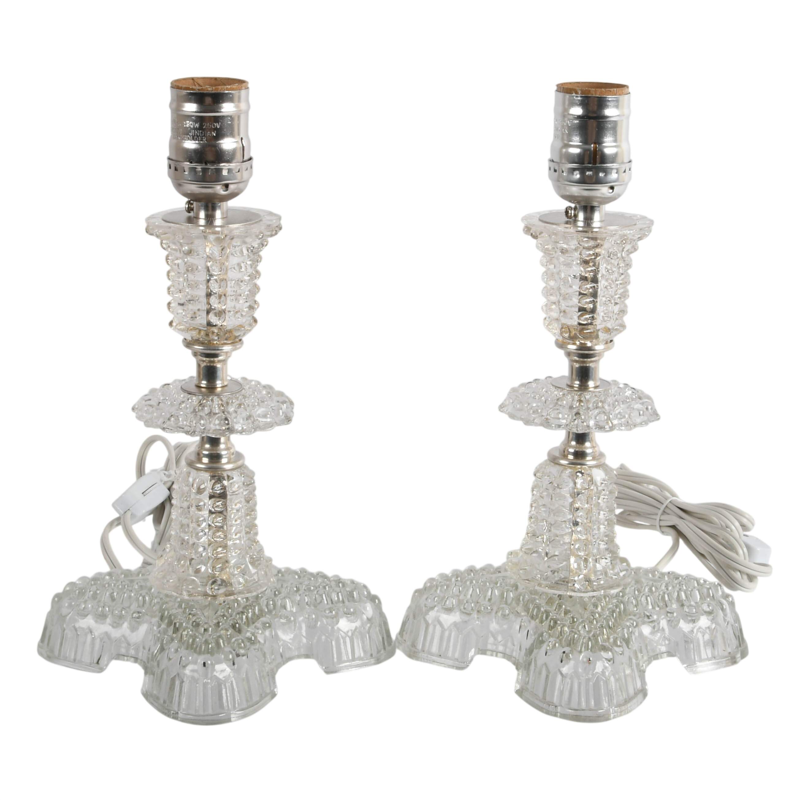 Pair of Pressed Crystal Boudoir Lamps-2