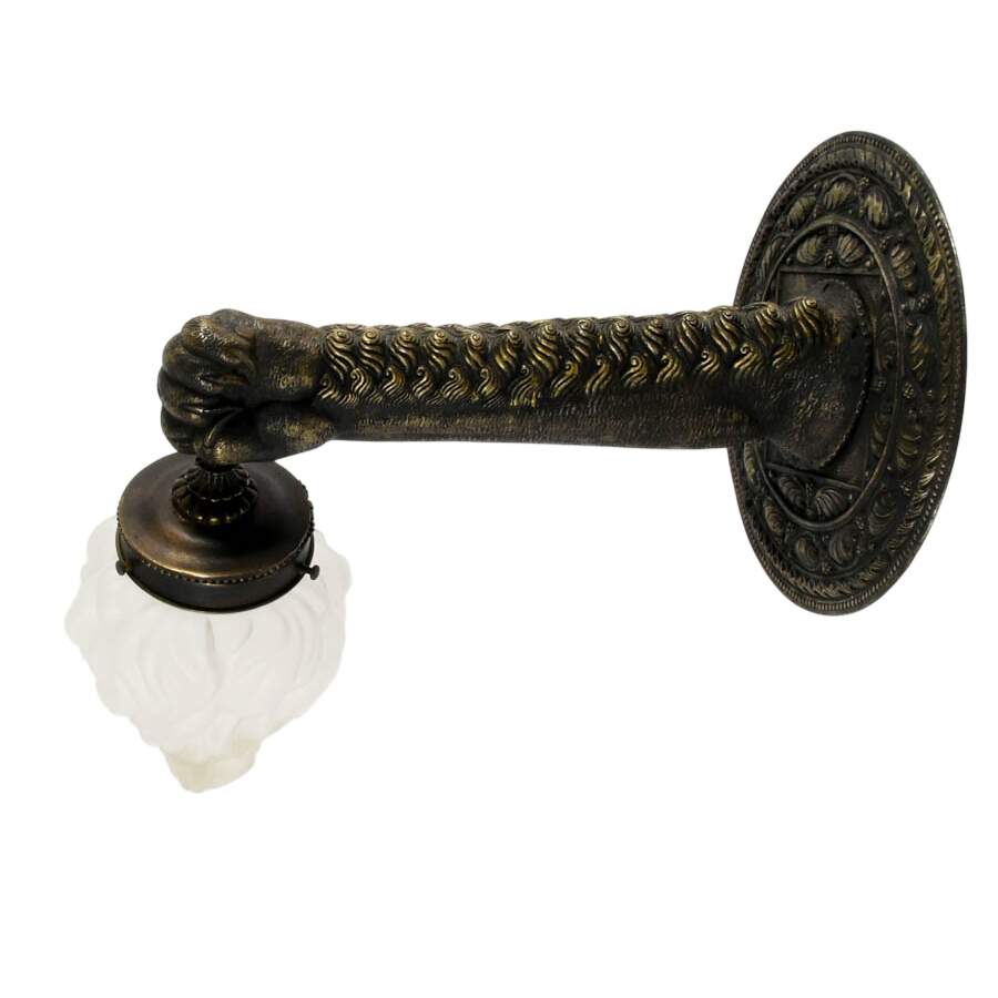 Ornate Cast Iron Figural Hand Form Wall Sconce-3