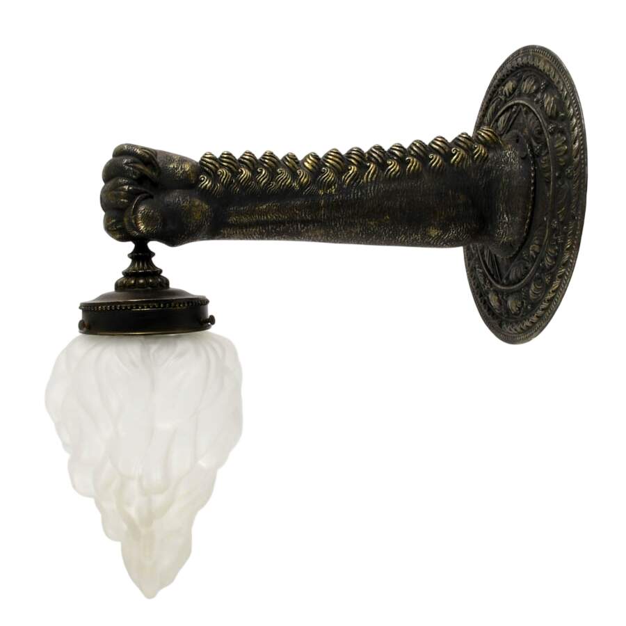 Ornate Cast Iron Figural Hand Form Wall Sconce-1