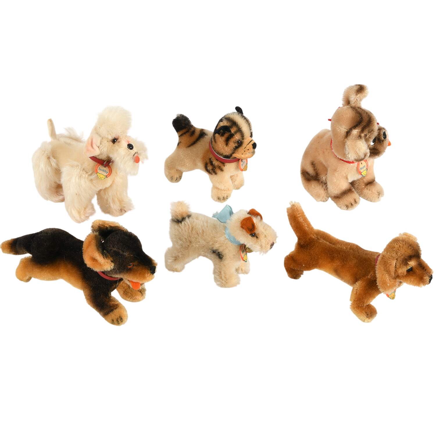 Set of Six Steiff Miniature Plush Dog Toys-2
