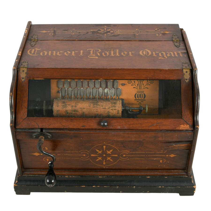 Antique Autophone Company Concert Roller Organ with 10 Rollers-2
