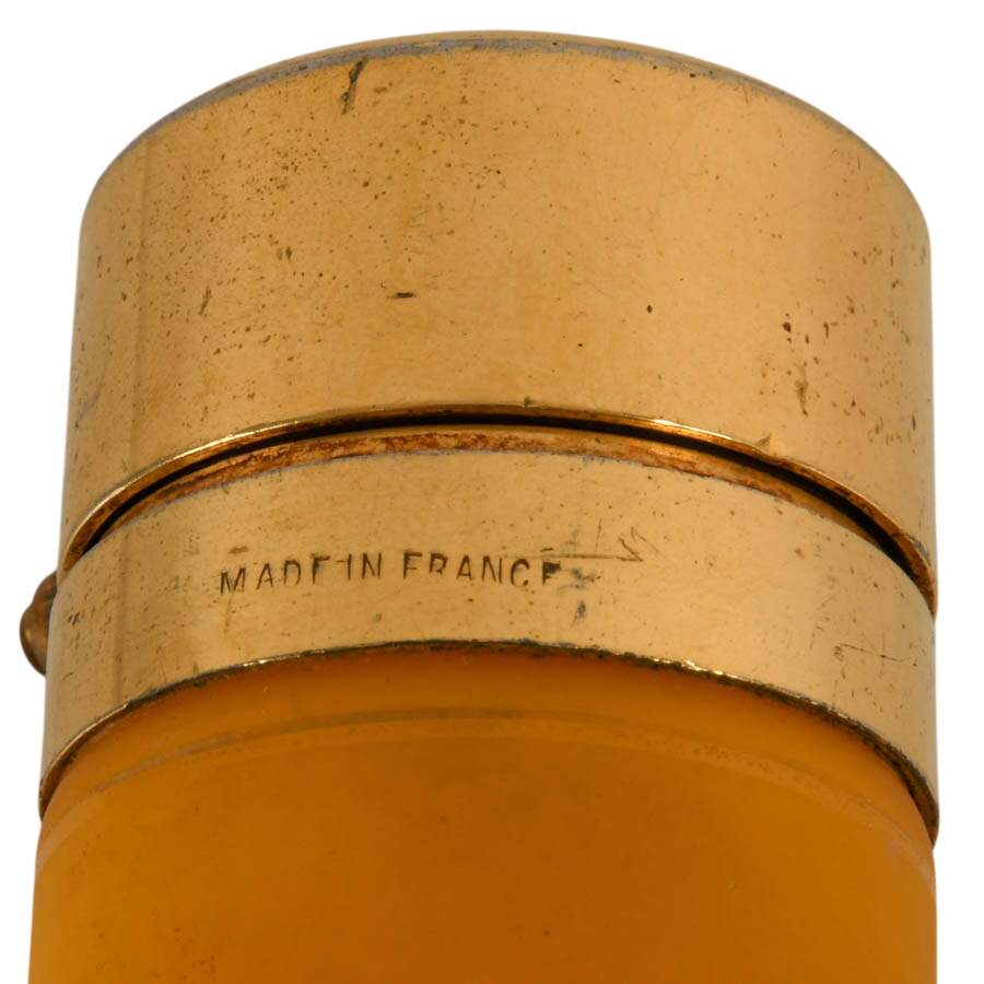 French Gilt Metal Frosted Orange Glass Piston Pump Atomizer-4