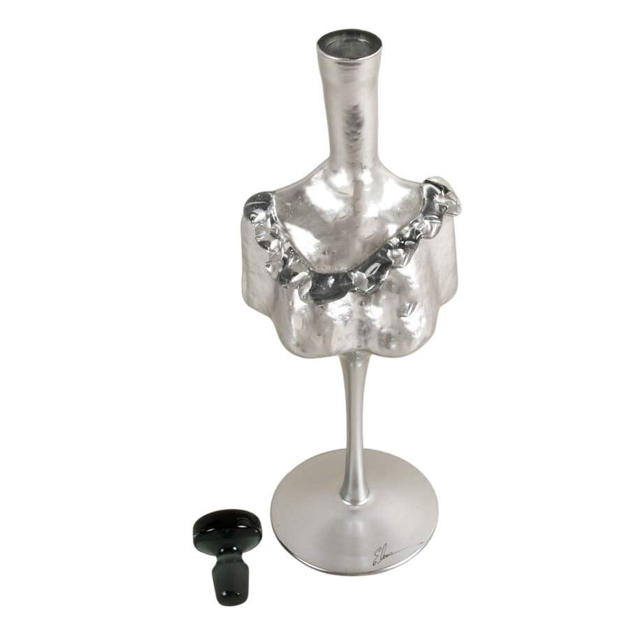 Signed Elena Graure Manta Silver Finish Perfume Bottle-4