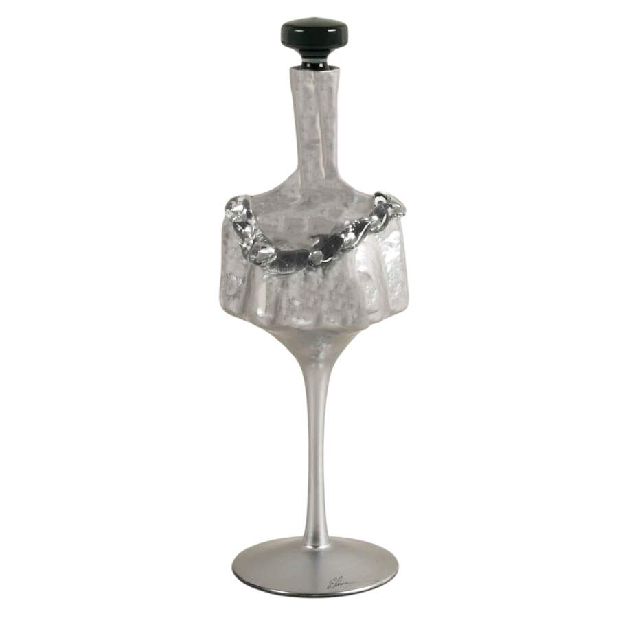 Signed Elena Graure Manta Silver Finish Perfume Bottle-1