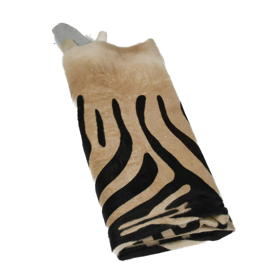 Natural Cowhide Rug with Stenciled Zebra Print-6