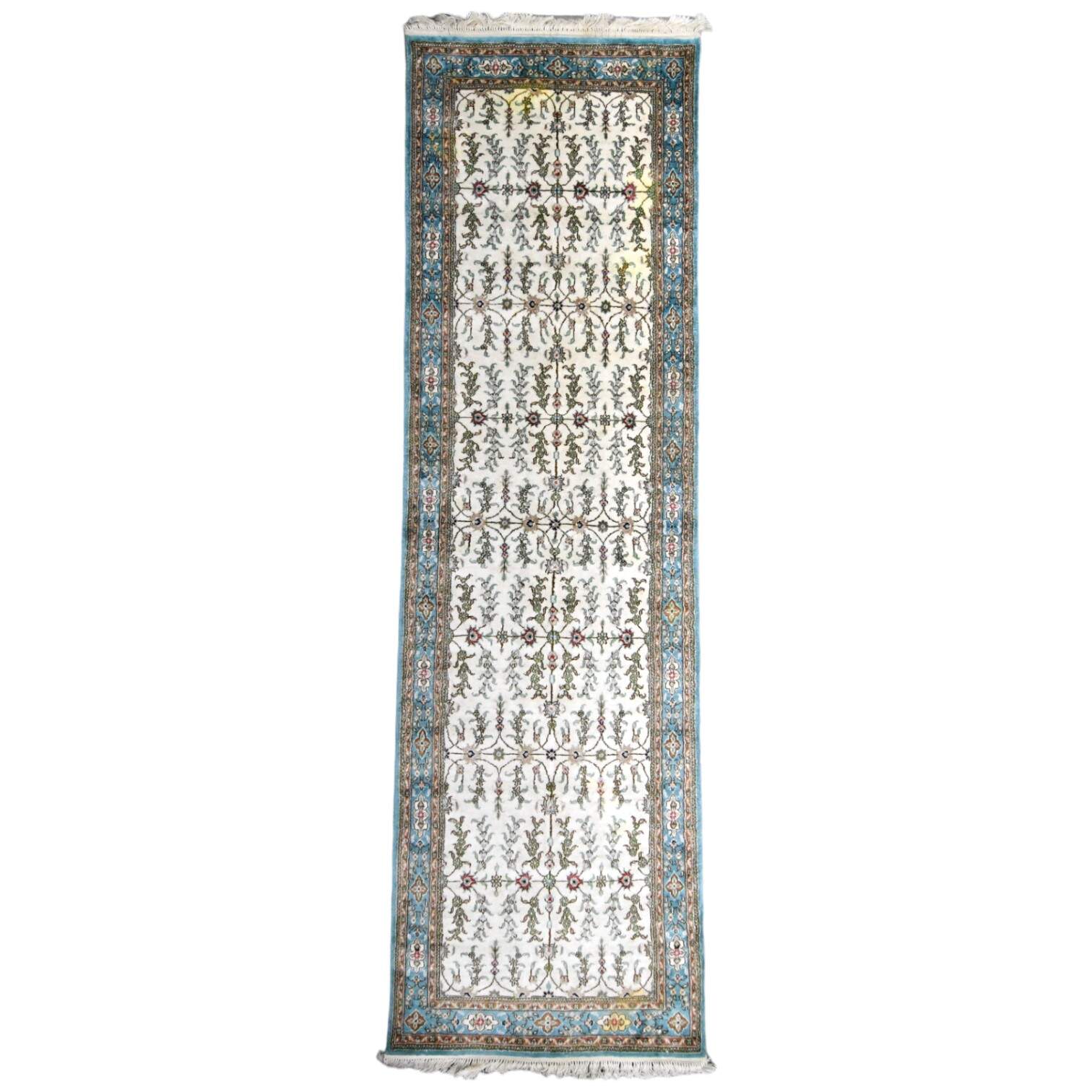Turkish Ada Handicraft Center Hand-Knotted Mercerized Cotton Runner Rug-1