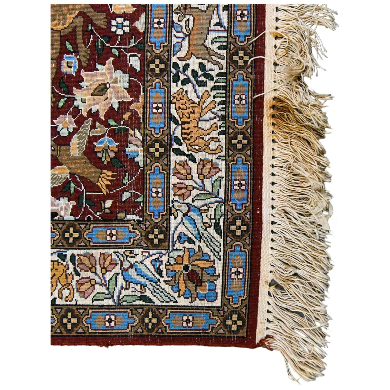 Persian Hand Tuffed Silk Pictoral Animal Scene Rug-9