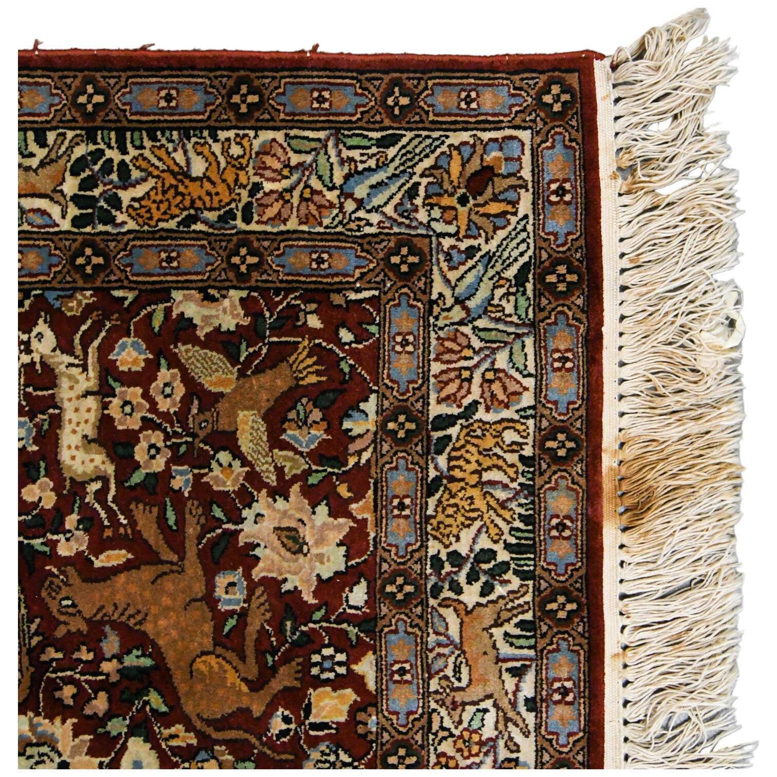 Persian Hand Tuffed Silk Pictoral Animal Scene Rug-3