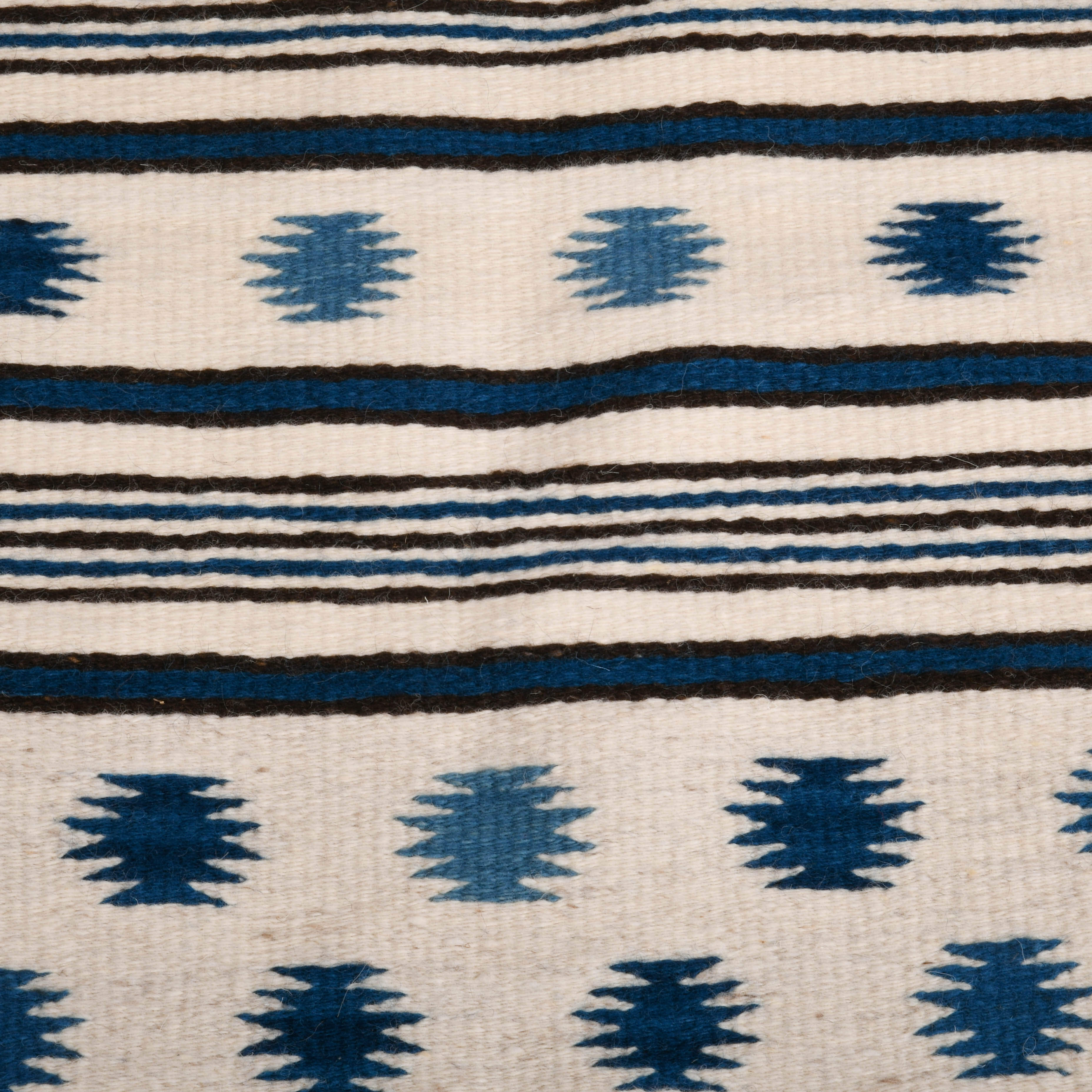 Hand-woven Navajo Blue and White Wool Star Rug-5