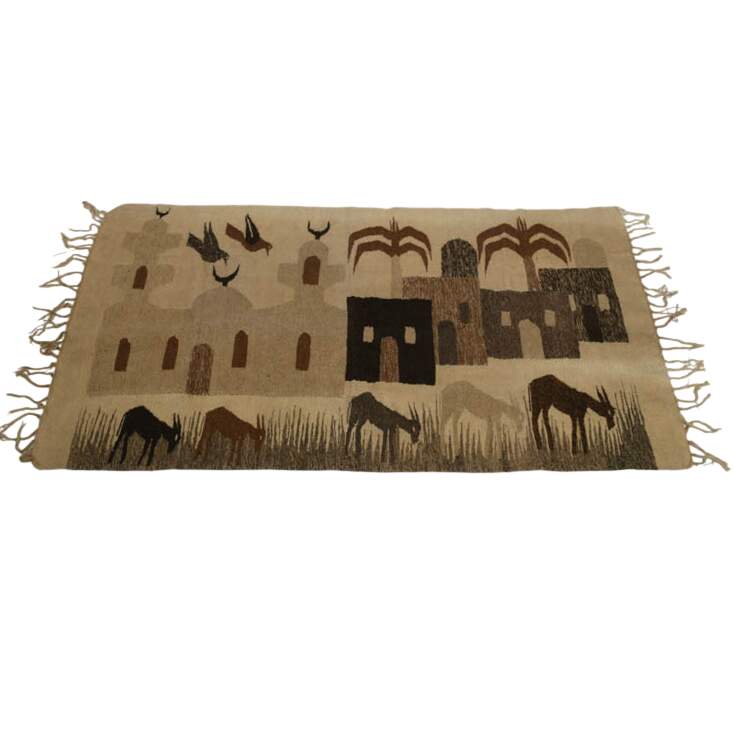 Handwoven Pictorial Navajo Wool Rug-4