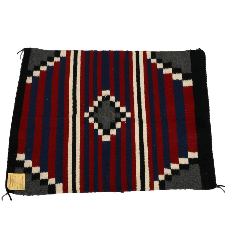 Handwoven by Bernice Cap Wool Third Phase Chief Navajo Rug-4