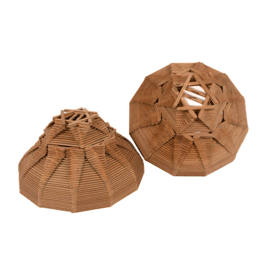Pair of Tramp Art Popsicle Lamp Shades-5