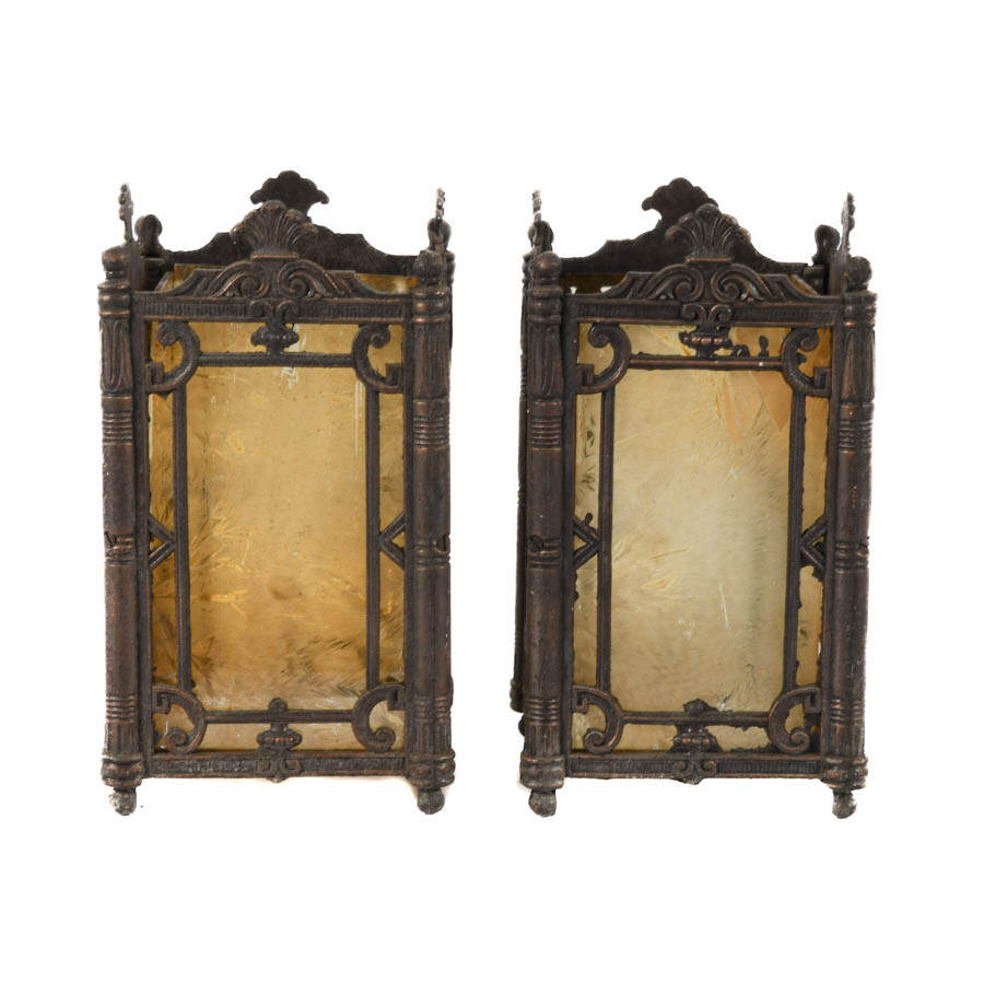Pair of Four Panel Gothic-Style Hanging Light Cover-3