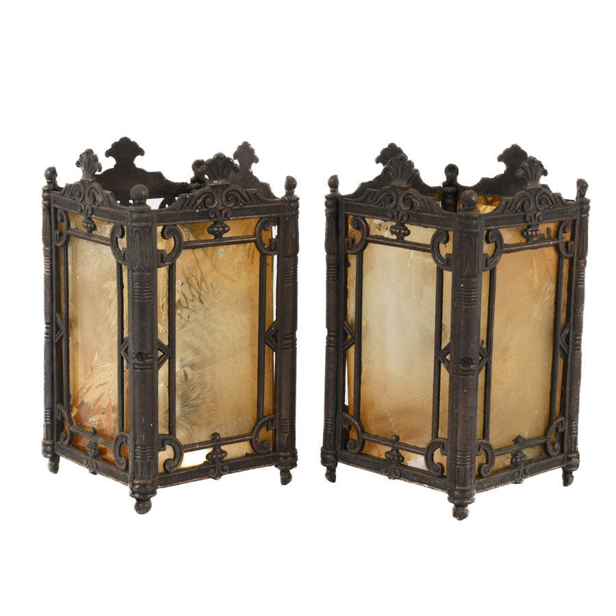 Pair of Four Panel Gothic-Style Hanging Light Cover-2