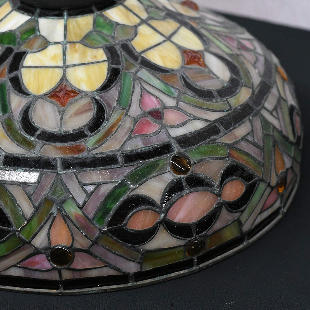 Pair of Hanging Stained Glass Pendant Shades-4