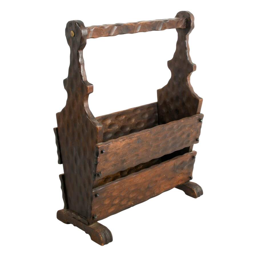 Antique Black Forest Wood Magazine Stand-6