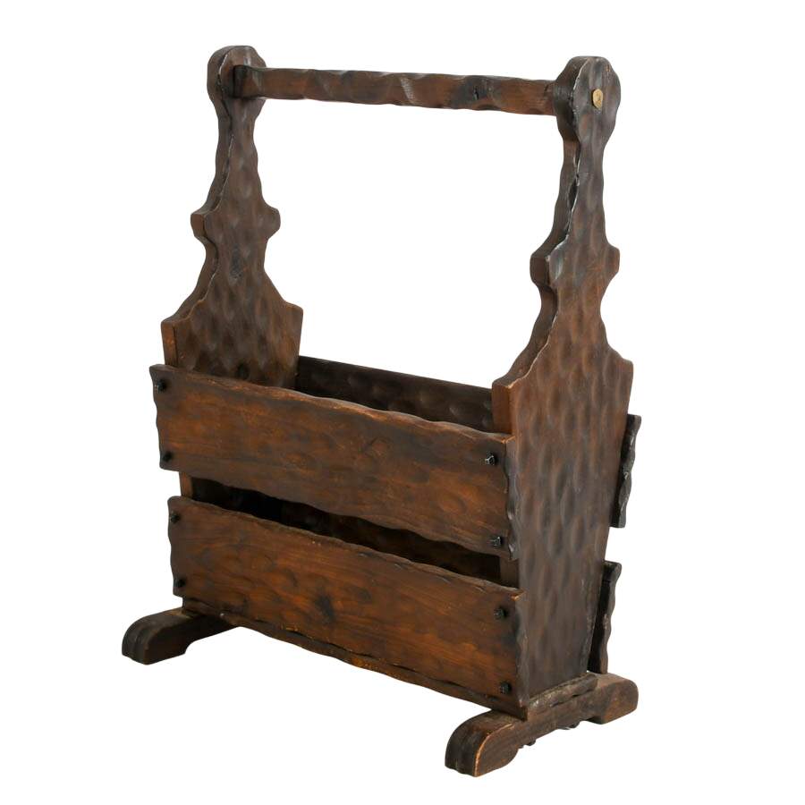 Antique Black Forest Wood Magazine Stand-3