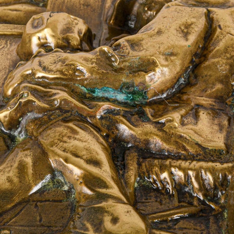 Victorian Repoussé Brass Fireplace Kindling Storage Box-7