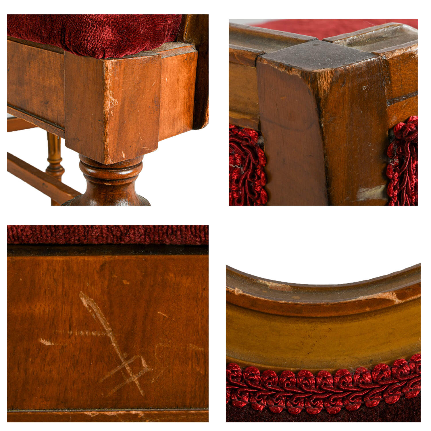 Antique English Wood Settee with Hand-Painted Details-9