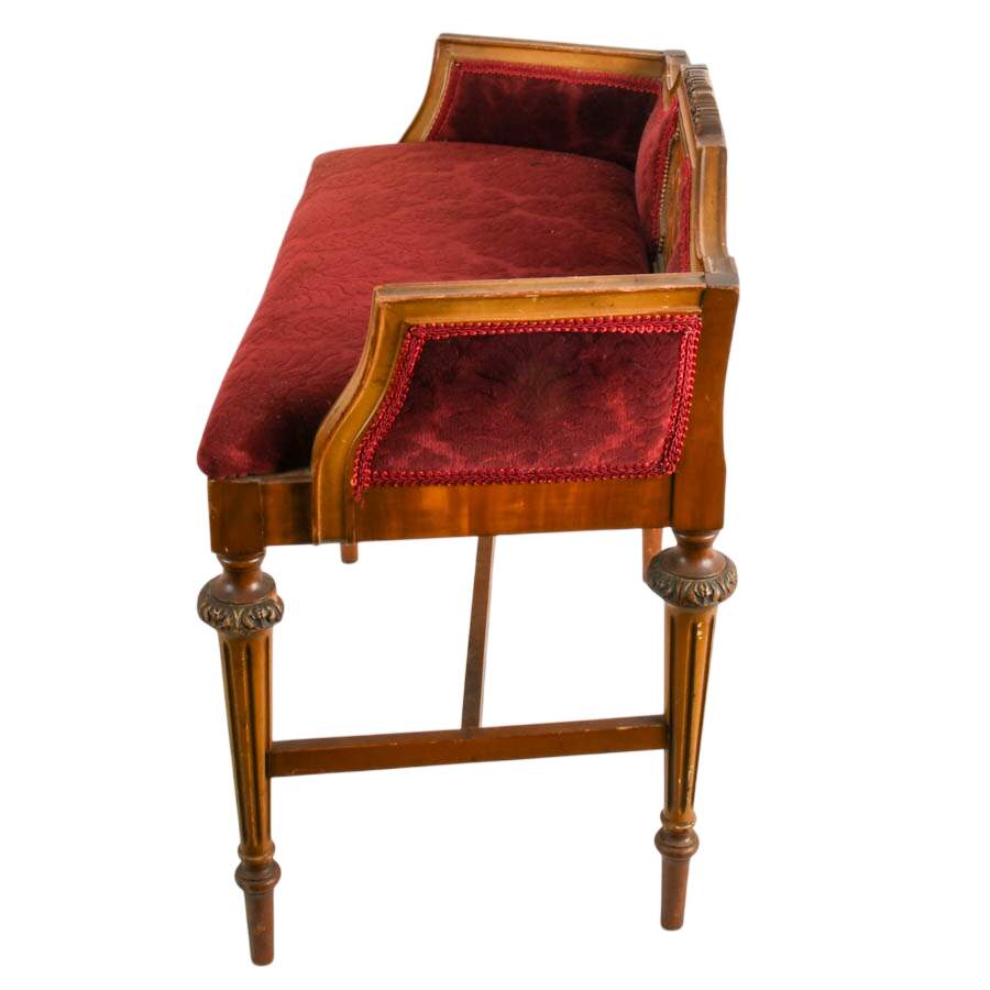 Antique English Wood Settee with Hand-Painted Details-7