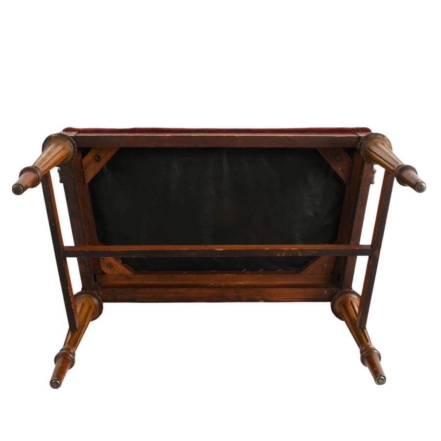 Antique English Wood Settee with Hand-Painted Details-3