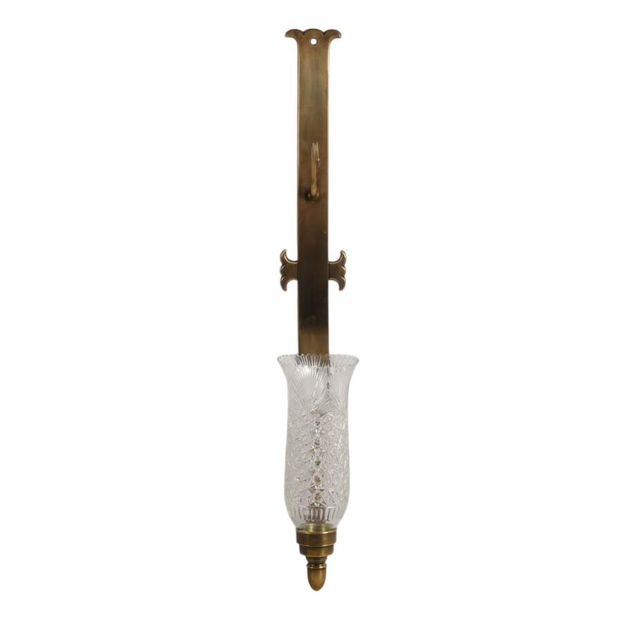 Brass Candle Wall Sconce with Glass Hurricane Shade-5