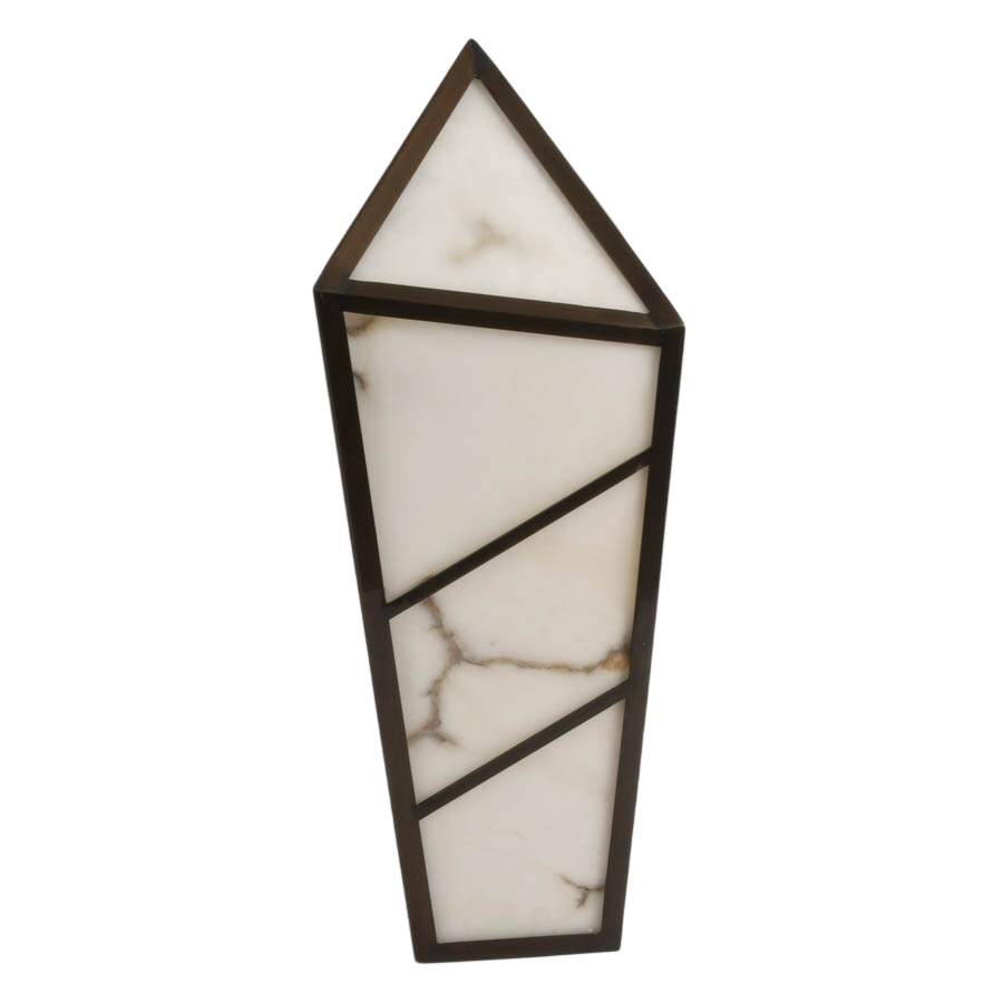 Art Deco-Style Brass and Alabaster Wall Shade-4