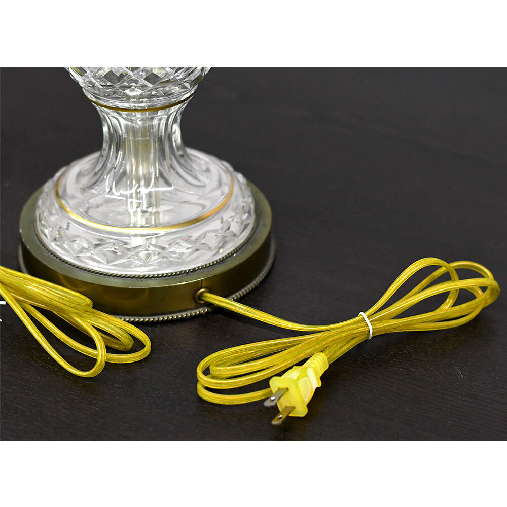 Bohemian Hand-Painted Enameled Rose Medallion Detail Cut Crystal Lamps-6