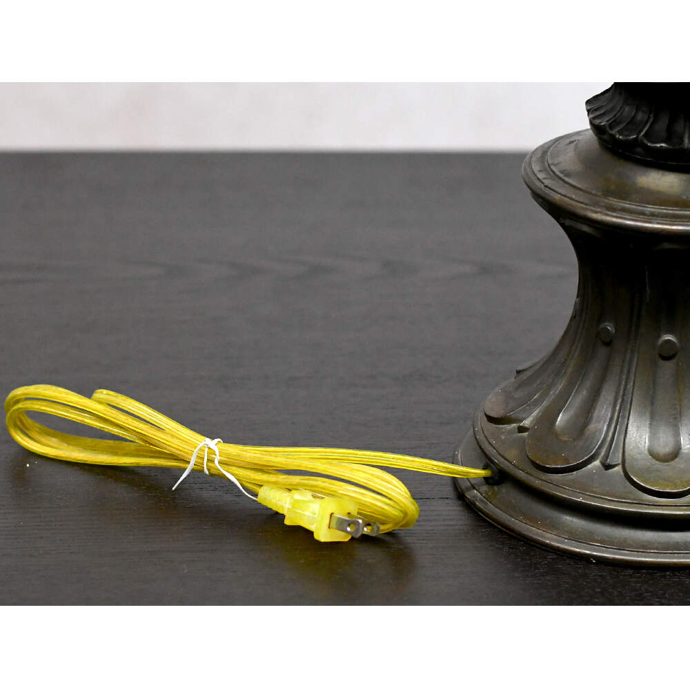 Antique Dark Patinaed Two Brothers Converted Oil Lamp without Shade-12
