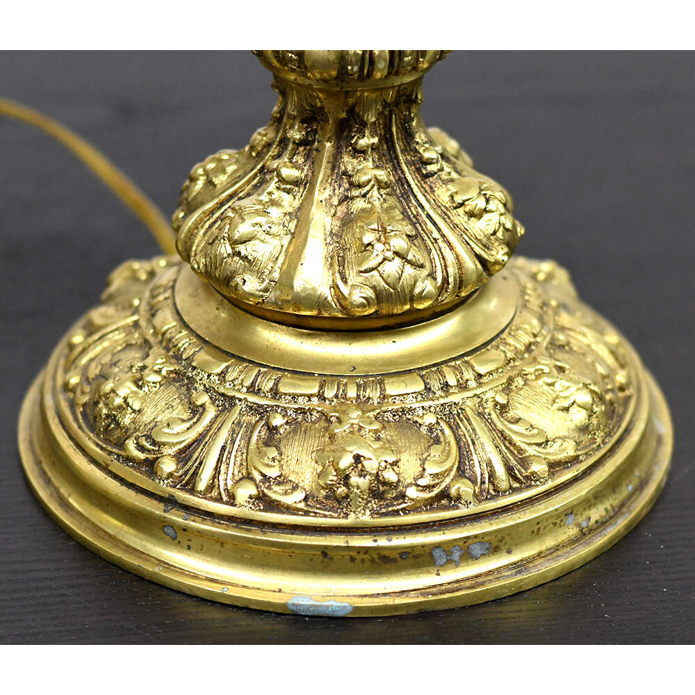 Neoclassical Ornate Ram Head Gold Table Lamps-12