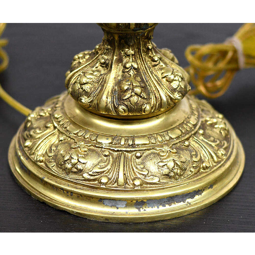 Neoclassical Ornate Ram Head Gold Table Lamps-11