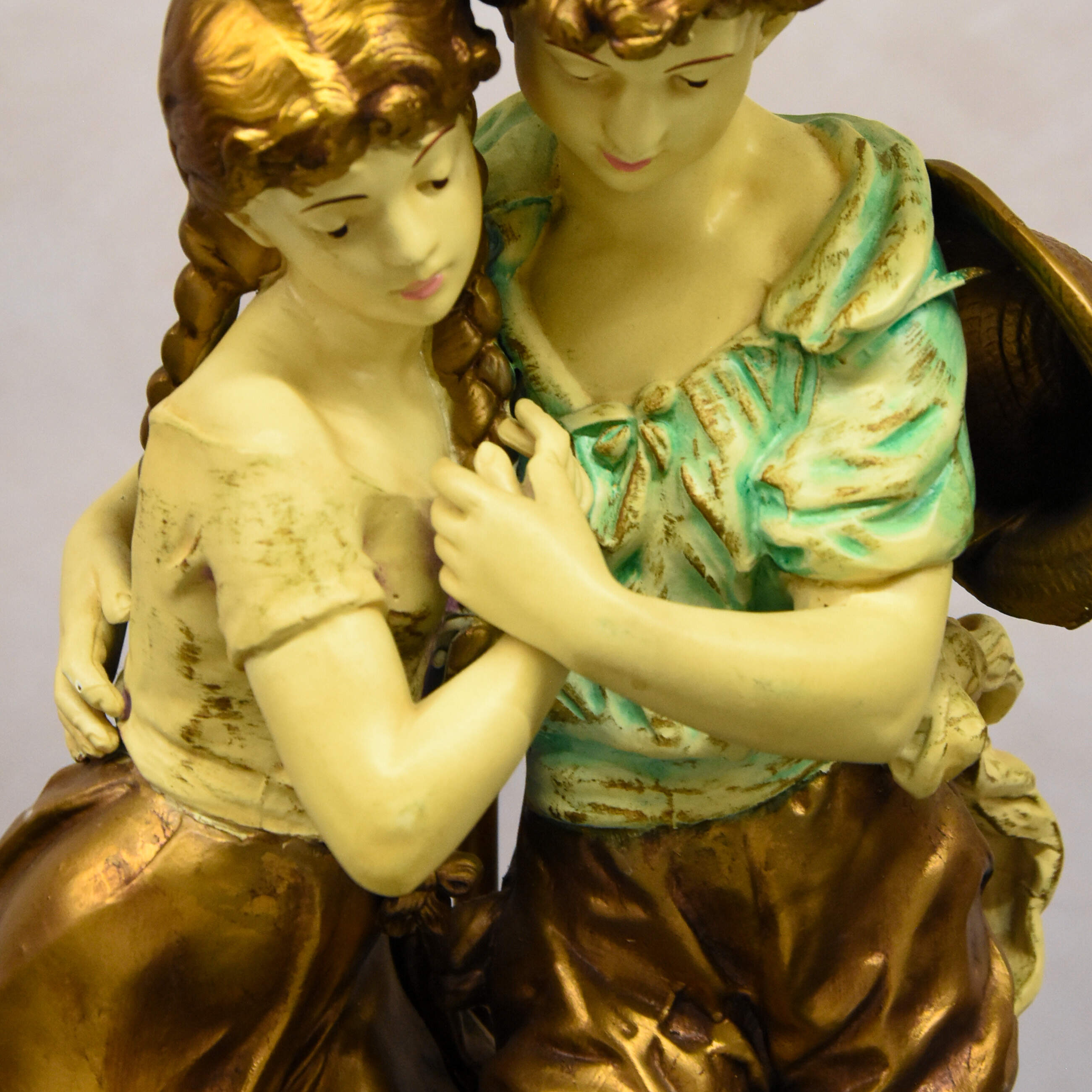 Spelter Italian Boy and Girl Table Lamp After H. Moreau-14