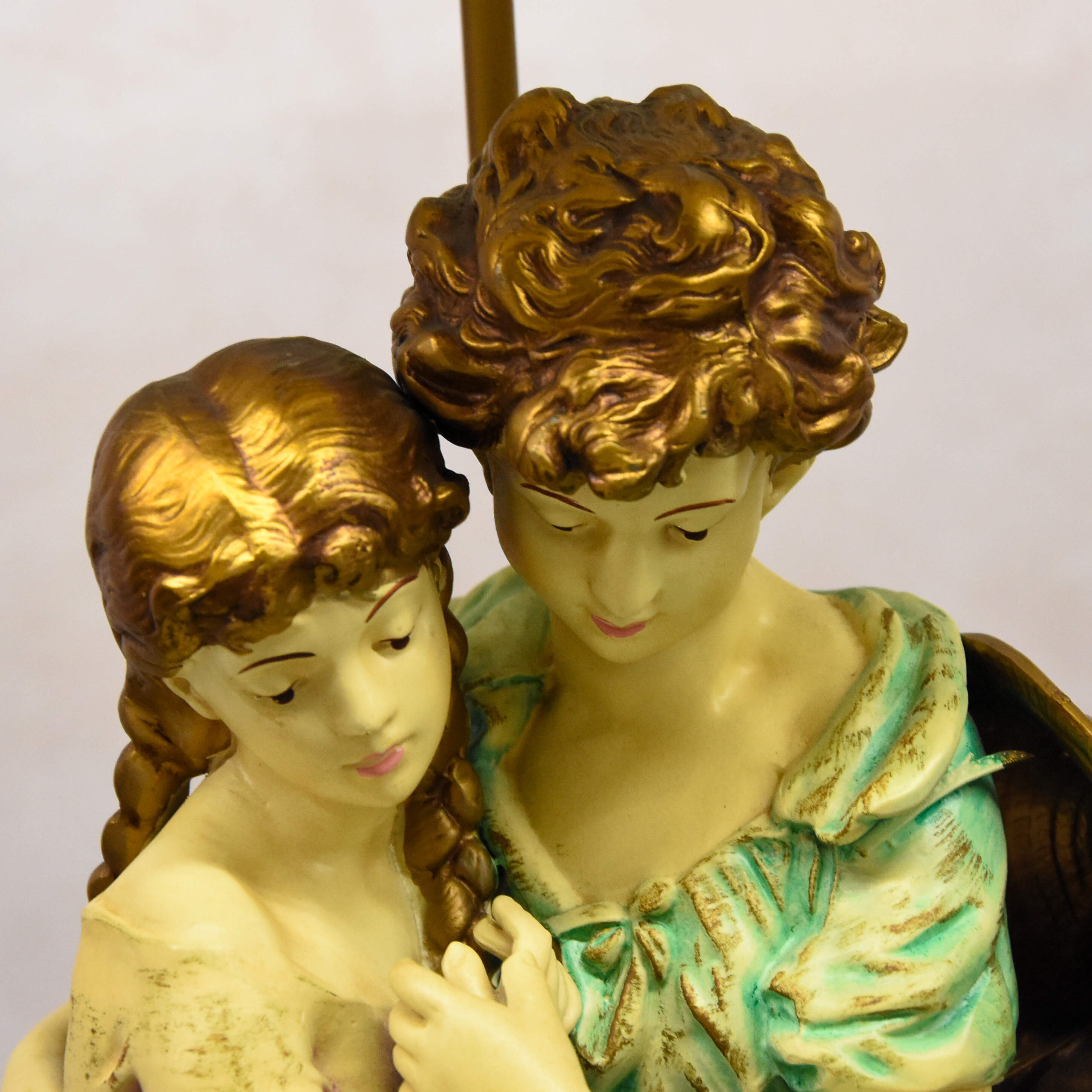 Spelter Italian Boy and Girl Table Lamp After H. Moreau-13