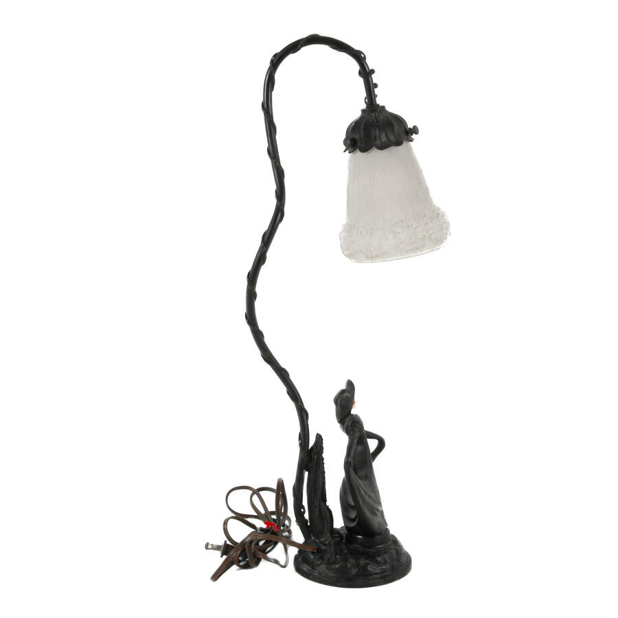 Antique Art Nouveau Signed Dancing Woman Lamp-7