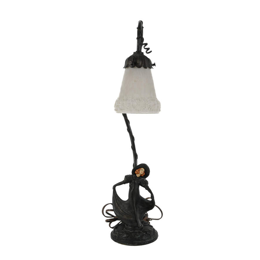 Antique Art Nouveau Signed Dancing Woman Lamp-6