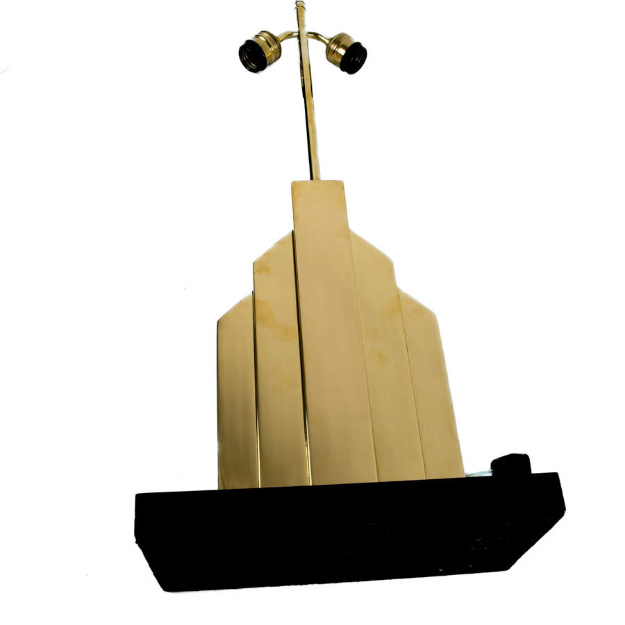 Mid-Century Modern Black and Gold Skyscraper Form Lamp-5