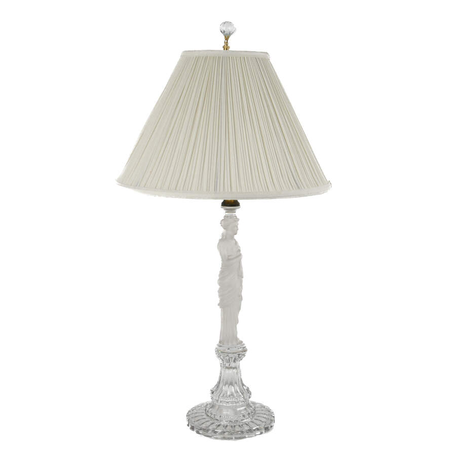 Frosted Crystal Goddess Lamp with Gold Accents-3