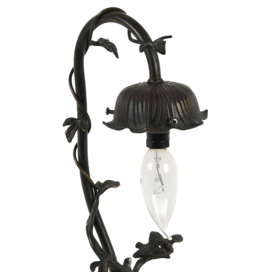 Bronze Reading Youth Floral Lamp on Marble Base-4