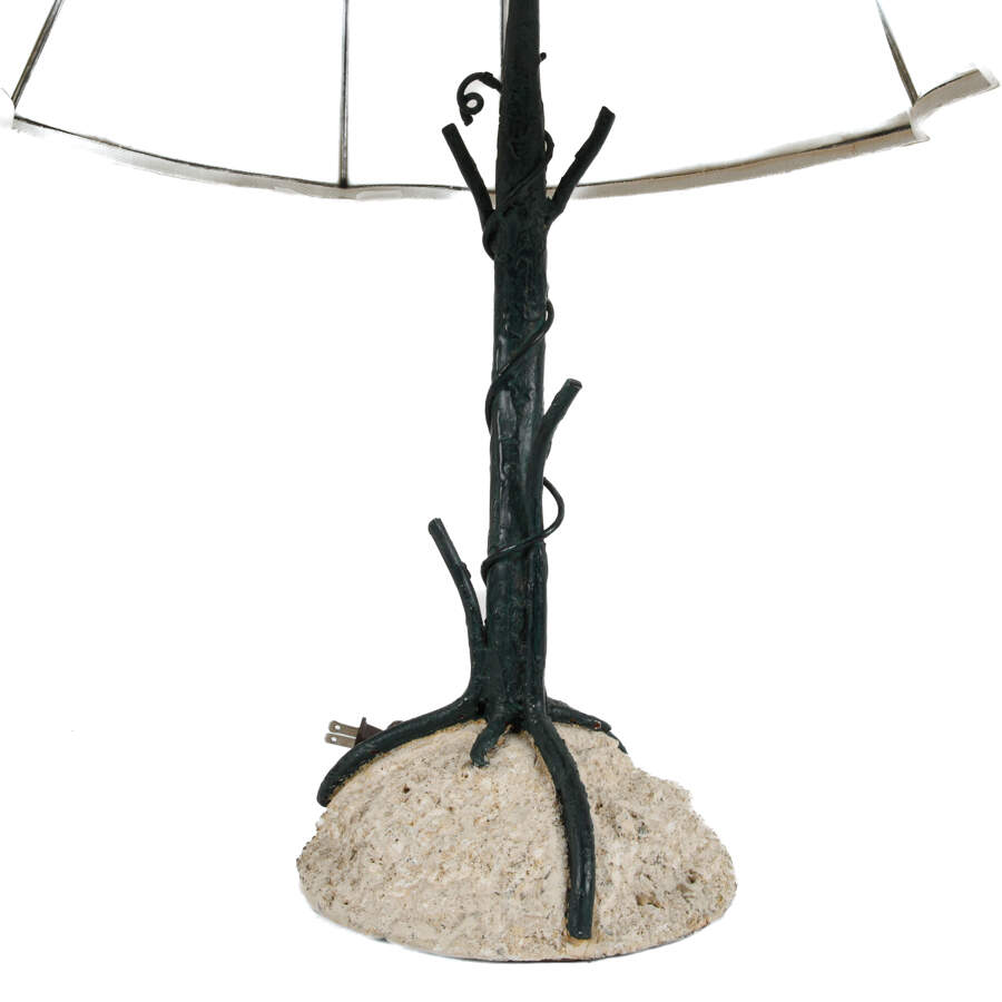 Pair of Concrete and Metal Branch Table Lamps with Matching Shades-6