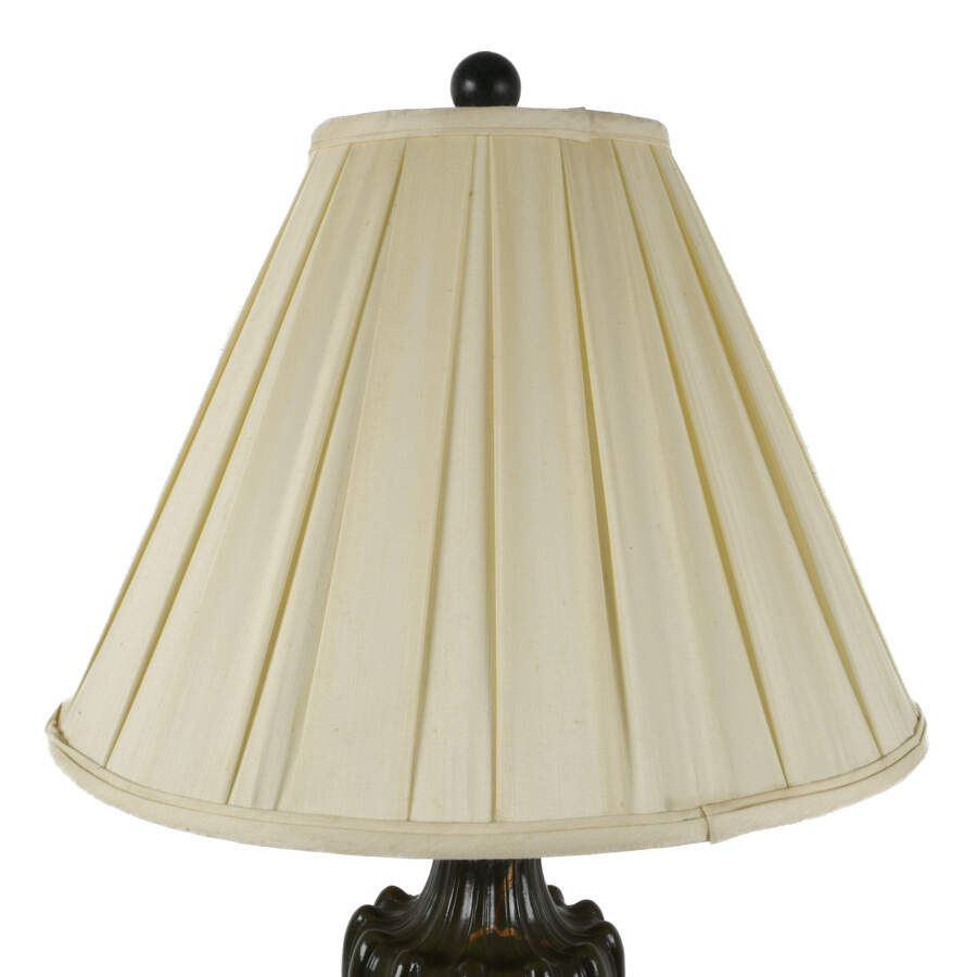 Painted Pair of Green Wooden Lamps with Shades-4
