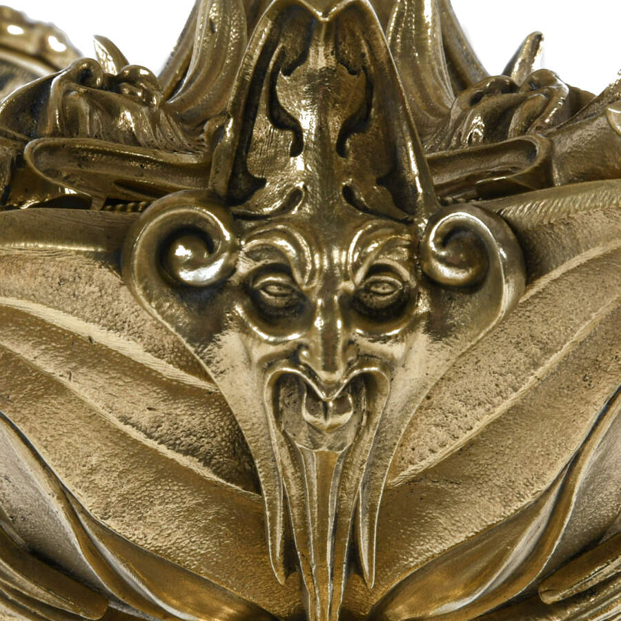 Antique Pair of Bronze Neo-Gothic Candelabra Lamps with Sphinx and Satyrs-7