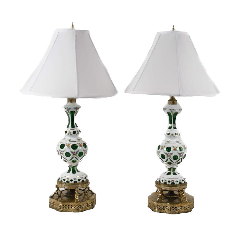 Matched Pair of Bohemian Cut-to-Clear Table Lamps-1