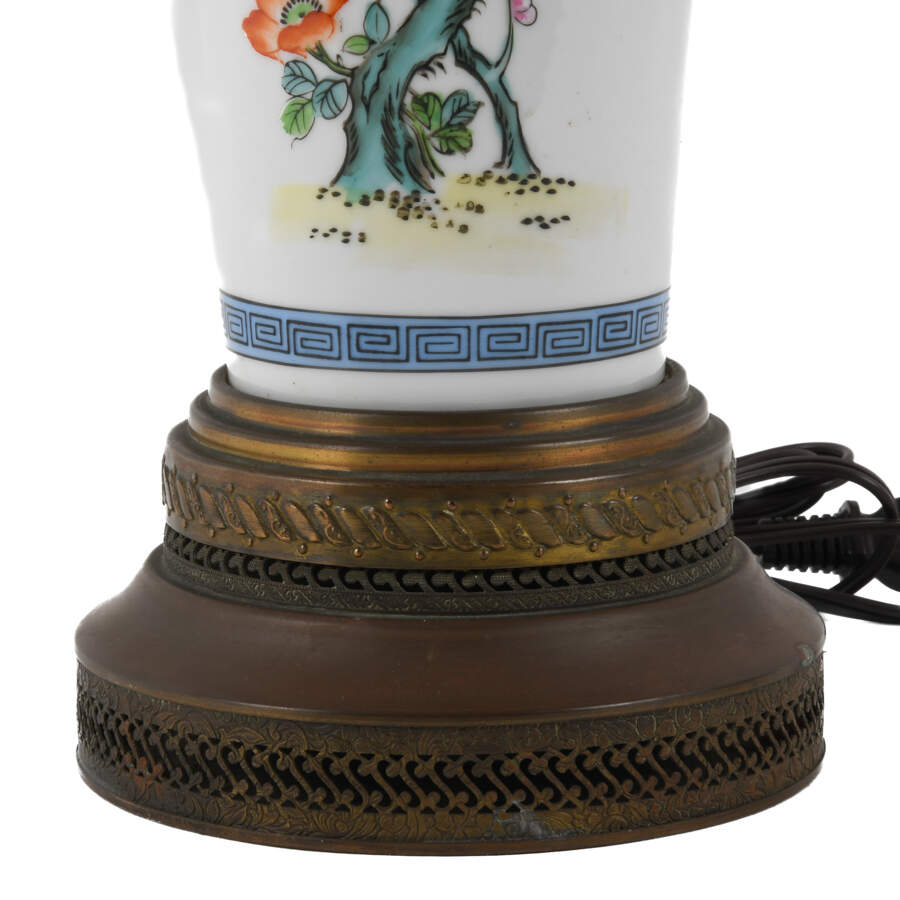 Porcelain Floral and Greek Key Design Table Lamp-4