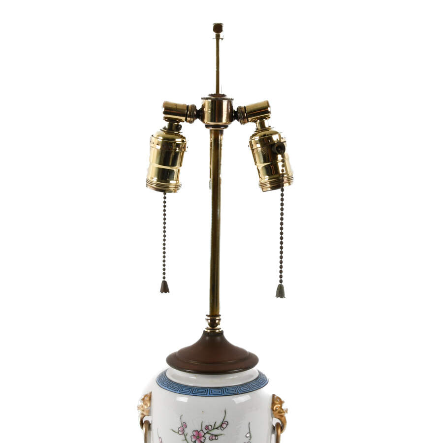 Porcelain Floral and Greek Key Design Table Lamp-2