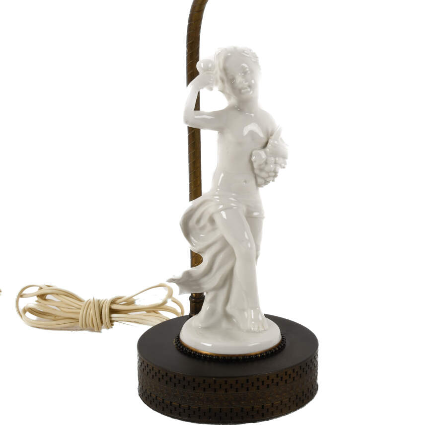 Antique Pair Figural White Glazed Porcelain Lamps-2