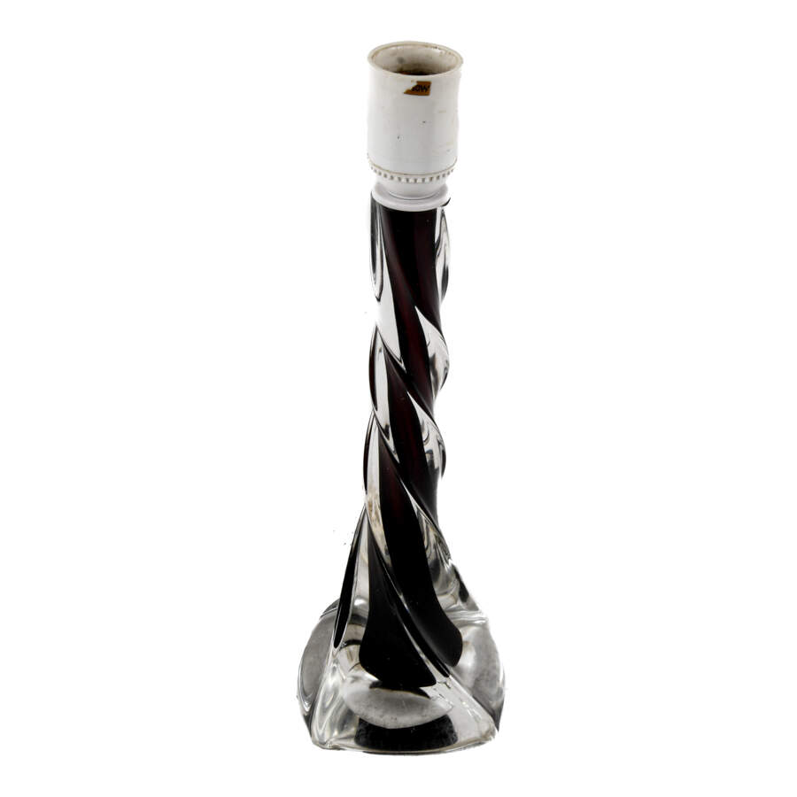 Mid-Century Modern Paul Kedelv for Flygsfors Twisted Swirl Glass Lamp-2